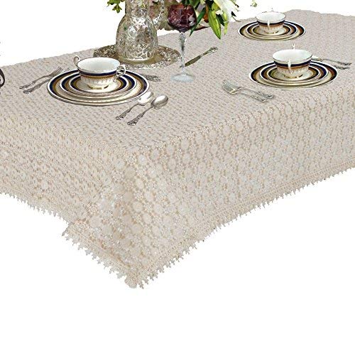 Violet Linen Botany Vintage Crochet Lace Design Oblong/Rectangle Tablecloth, 70