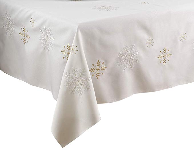 Embroidered Snowflake Tablecloth, Rectangular (70