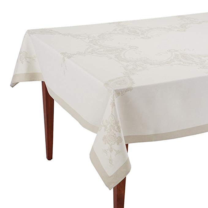 Occitan Imports Luxe Versailles Naturel Jacquard French Tablecloth, 63 x 63 (4 people)