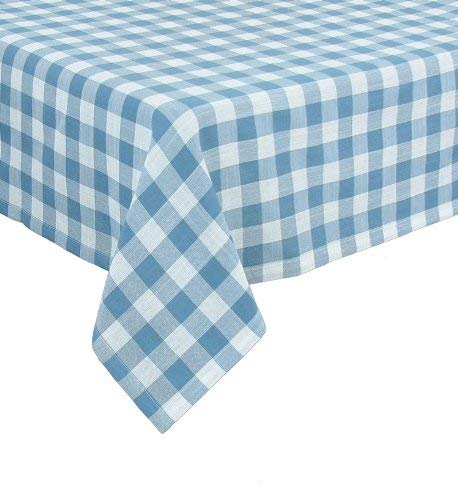 Xia Home Fashions Gingham Check Tablecloth, 65 by 108-Inch, Blue