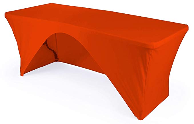 LA Linen Open Back Spandex Tablecloth for a 6-Foot Rectangular Table, 72 by 30 by 30-Inch, Orange