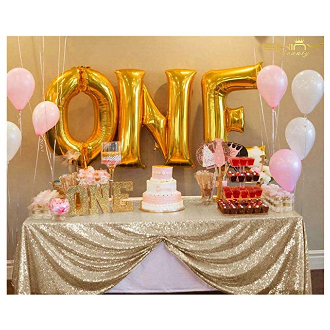 ShiDianYi Glitter Tablecloth Light Gold 90inx156in Table Cloths Parties Champagne Gold Rectangular Sequin Tablecloth