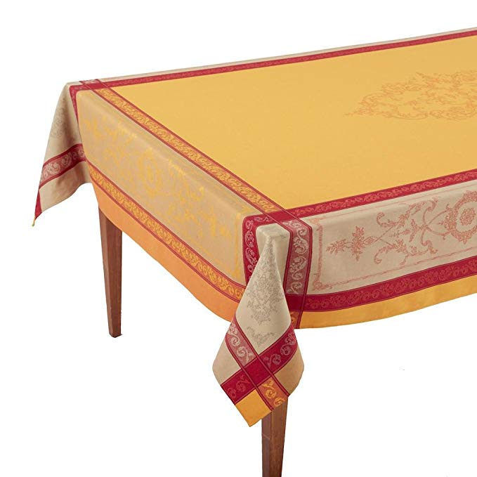 Occitan Imports Montmirail Safran Jacquard French Tablecloth, 63 x 118 (8-10 People)