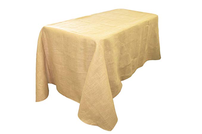 LA Linen Natural Burlap Rectangle Tablecloth, 90 by 156-Inch