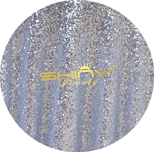 ShinyBeauty Sequin Fabric For Dress,Glitz Sequins Fabric,Mesh Sequin Fabric,Sequins Fabric for Party-Silver(24 Feet 8 Yard)