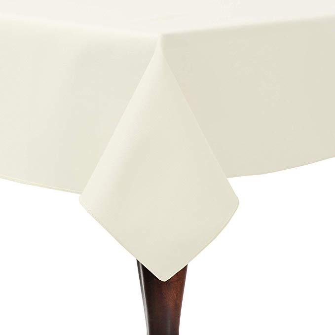 Ultimate Textile -2 Pack- Poly-Cotton Twill 60 x 90-Inch Rectangular Tablecloth, Ivory Cream