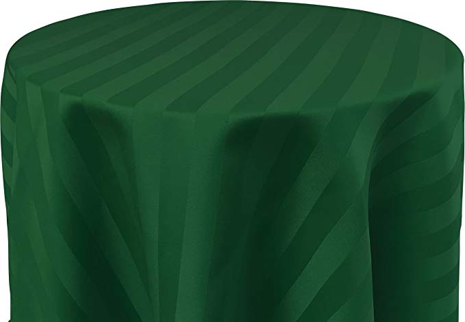 Bright Settings 90 x 156 Inch Oval Tablecloth, Polystripe - Ultra Wide, Hunter