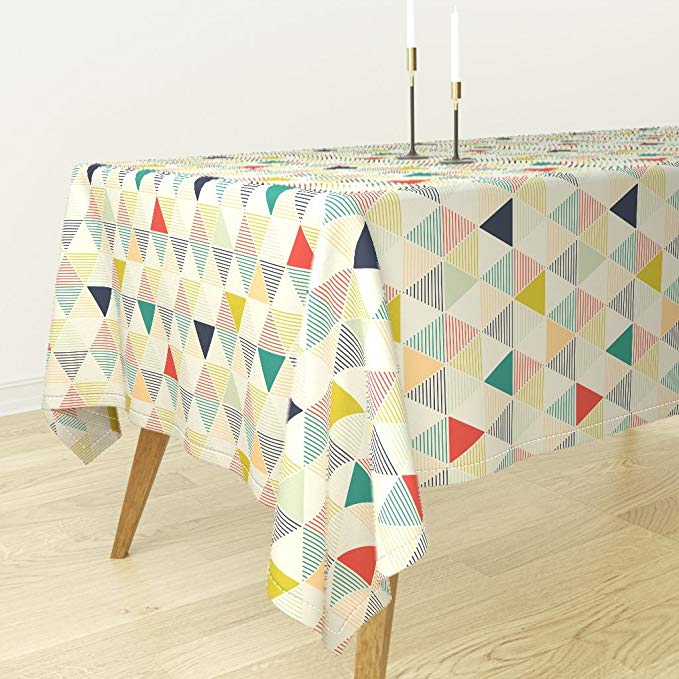 Roostery Tablecloth - Geometric Triangle Scandinavian by Lemonni - Cotton Sateen Tablecloth 70 x 108