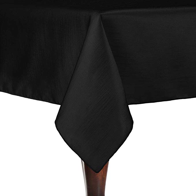 Ultimate Textile -10 Pack- Reversible Shantung Satin - Majestic 45 x 45-Inch Square Tablecloth, Black