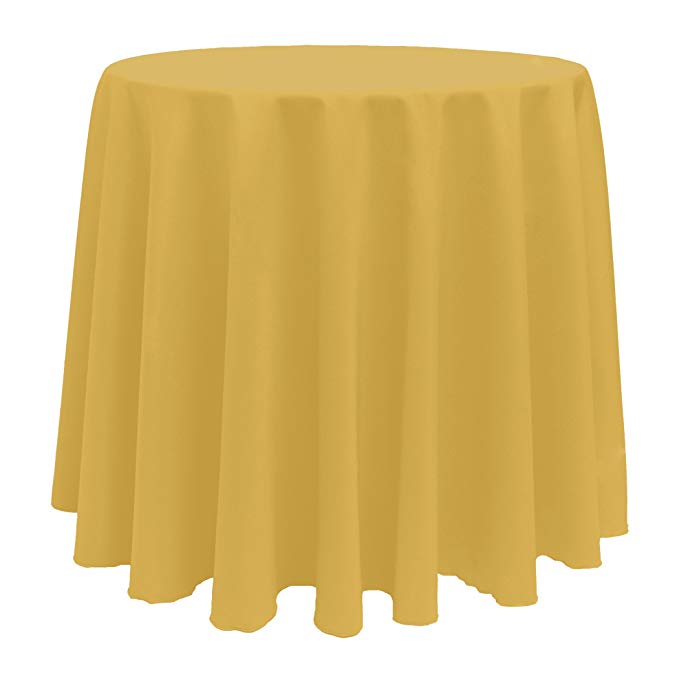 Ultimate Textile -10 Pack- 132-Inch Round Polyester Linen Tablecloth, Gold