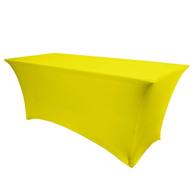 Ultimate Textile -5 Pack- 5 ft. Fitted Spandex Table Cover - Fits 30 x 60-Inch Banquet and Folding Rectangular Tables, Lemon Yellow