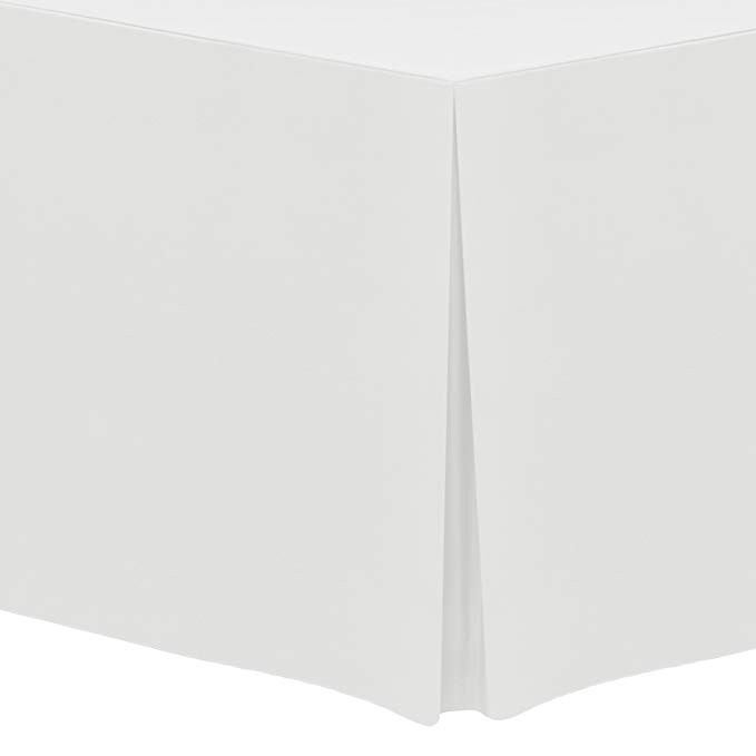 Ultimate Textile -2 Pack- 4 ft. Fitted Polyester Tablecloth - Fits 30 x 48-Inch Rectangular Tables, White