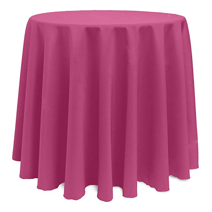 Ultimate Textile -3 Pack- 120-Inch Round Polyester Linen Tablecloth, Hot Pink