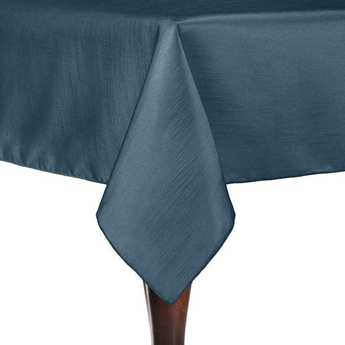 Ultimate Textile -2 Pack- Reversible Shantung Satin - Majestic 90 x 90-Inch Square Tablecloth, Slate Blue