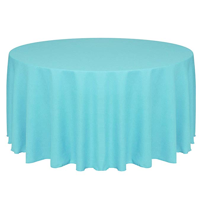 Ultimate Textile -5 Pack- Faux Burlap - Havana 90-Inch Round Tablecloth - Basket Weave, Turquoise Blue