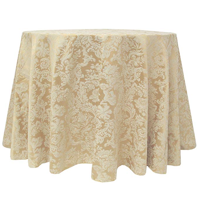 Ultimate Textile -5 Pack- Miranda 60-Inch Round Damask Tablecloth - Fits Tables Smaller Than 60-Inches in Diameter, Champagne Ivory Cream