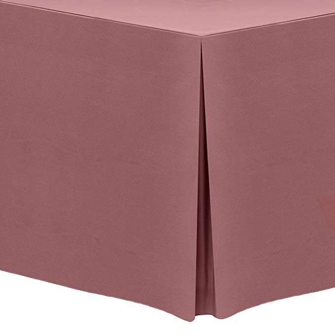 Ultimate Textile -5 Pack- 4 ft. Fitted Polyester Tablecloth - Fits 24 x 48-Inch Rectangular Tables, Mauve