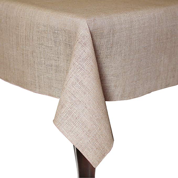 Ultimate Textile Burlap 60 x 144-Inch Rectangle Jute Tablecloth Natural