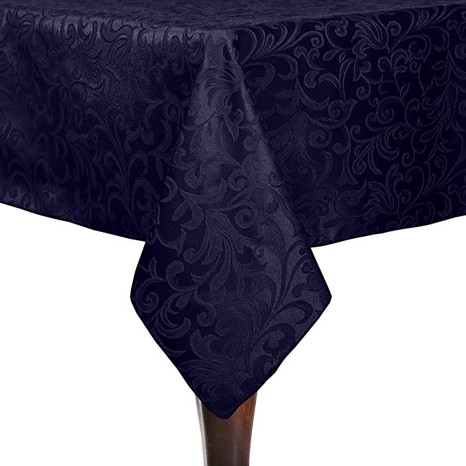 Ultimate Textile -2 Pack- Somerset 72 x 108-Inch Rectangular Damask Tablecloth - Jacquard Weave Scroll Design, Plum Purple