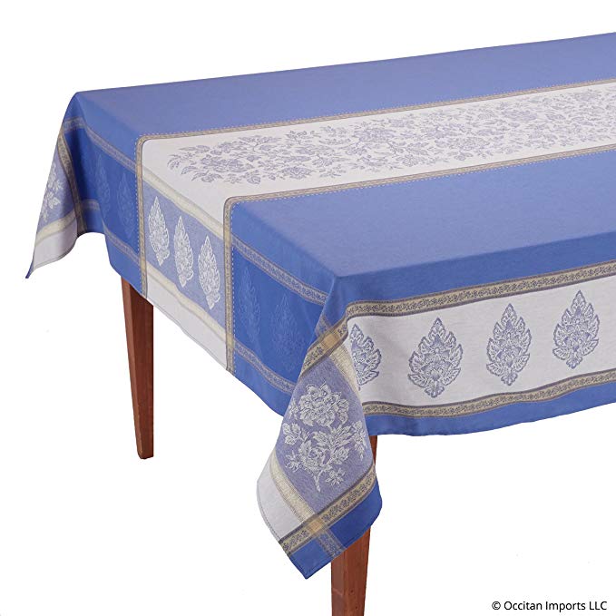 Occitan Imports Caprice Bleu Jacquard French Tablecloth, 63 x 98 (6-8 People)