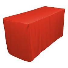 5-Feet Fitted Red Rectangle Polyester Tablecloth For Wedding Party & Restaurants 10 pack