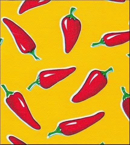 Round Freckled Sage Oilcloth Tablecloth in Chili Pepper Yellow - You Pick the Size!