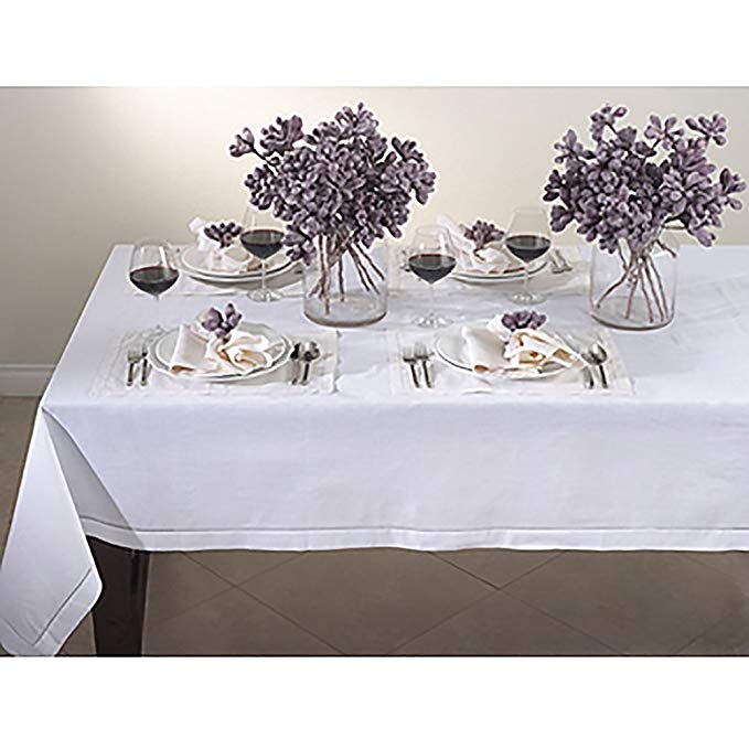 Occasion Gallery White Handmade Classic Hemstitch Tablecloth, 65