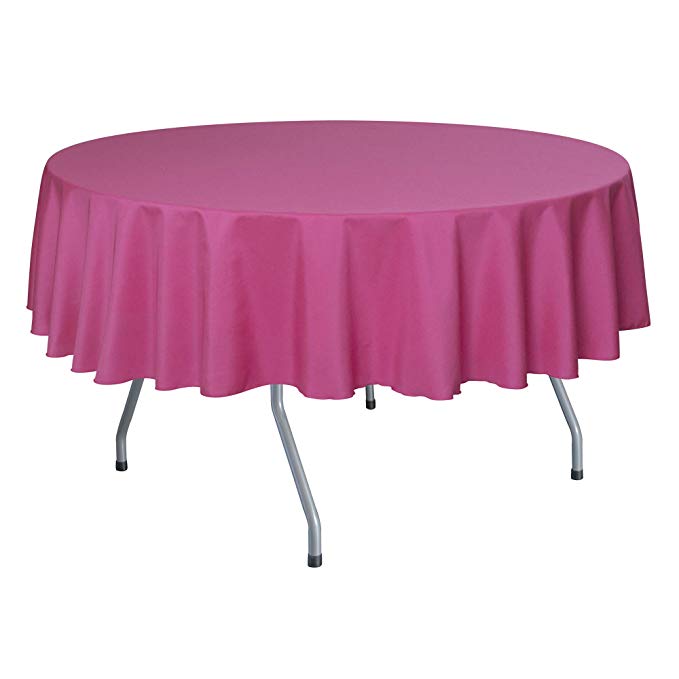 Ultimate Textile -40 Pack- 84-Inch Round Polyester Linen Tablecloth, Hot Pink