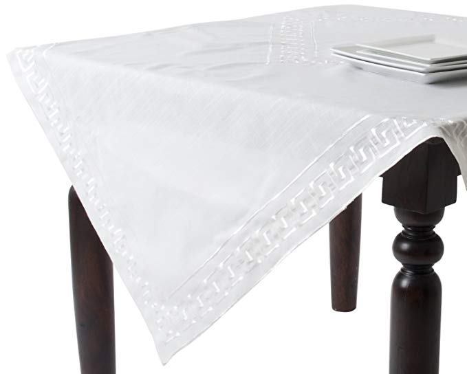 SARO LIFESTYLE 12204.I72S 1-Piece Square Tablecloth, 72-Inch, Ivory