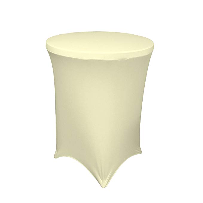 LA Linen Spandex Cocktail Tablecloth, Ivory, 30