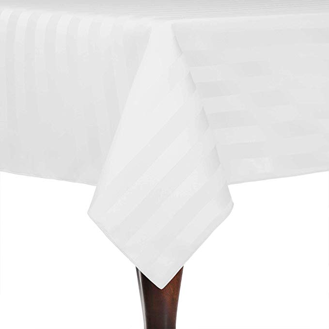 Ultimate Textile -50 Pack- Satin-Stripe 54 x 54-Inch Square Tablecloth, White