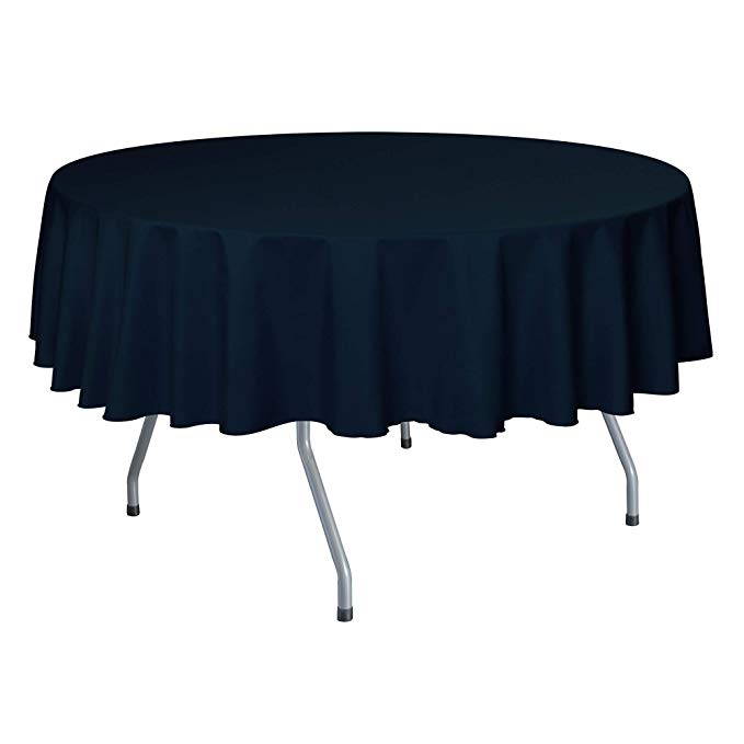 Ultimate Textile -10 Pack- 60-Inch Round Polyester Linen Tablecloth - Fits Tables Smaller Than 60-Inches in Diameter, Navy Blue