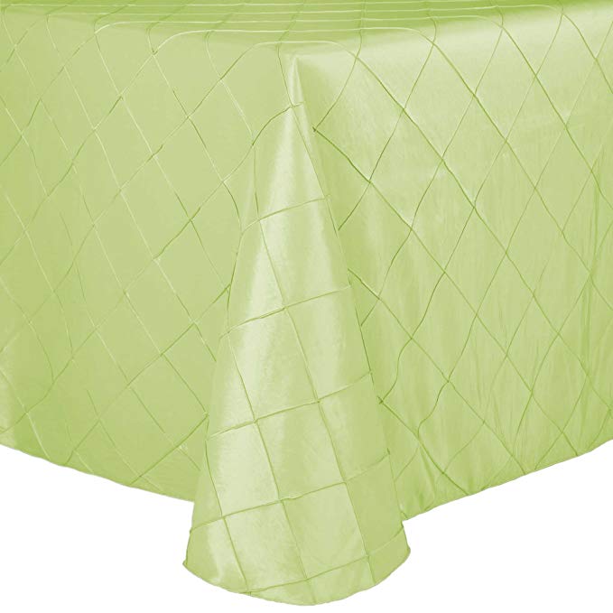 Ultimate Textile -3 Pack- Embroidered Pintuck Taffeta 60 x 84-Inch Oval Tablecloth Honeydew Light Green