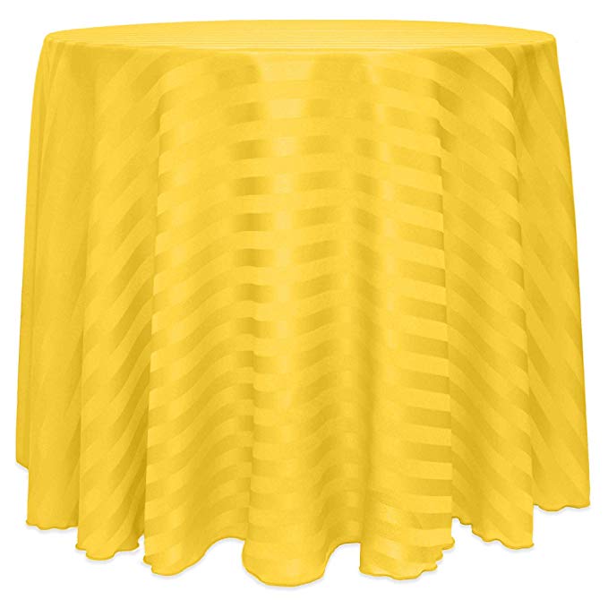 Ultimate Textile -55 Pack- Satin-Stripe 60-Inch Round Tablecloth - Fits Tables Smaller Than 60-Inches in Diameter, Goldenrod Yellow