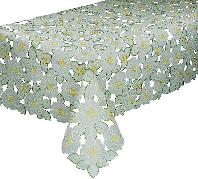 Xia Home Fashions Dainty Flowers Spring Tablecloth, 70 by 70-Inch