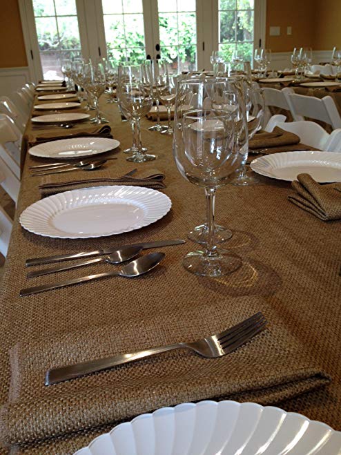 Polyester Prairie Burlap Tablecloth (wheat, 60x144 Rectangle)