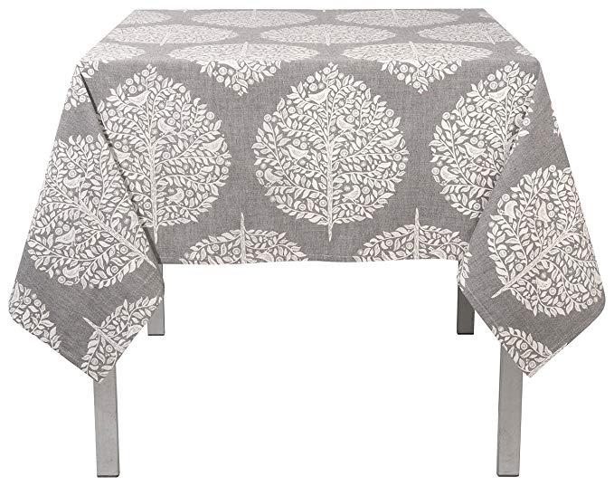 Now Designs 60 by 120 inch Cotton Tablecloth, Elmwood Grey Print