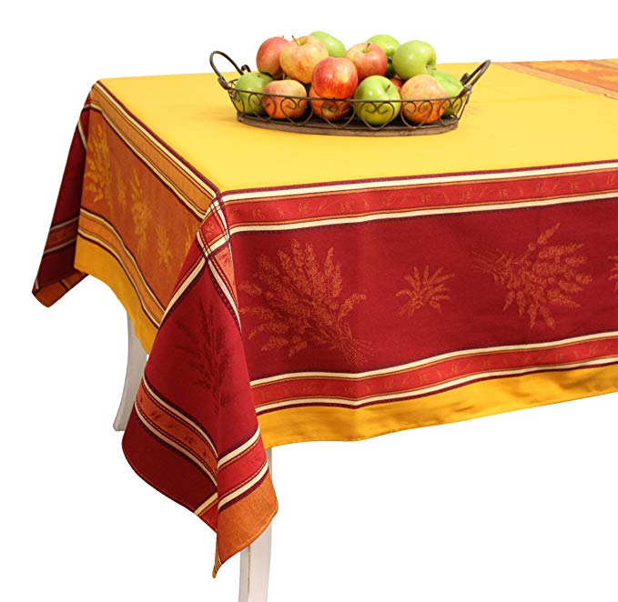 French Jacquard Tablecloth - Prestige - Saffron - 100% Cotton - 98