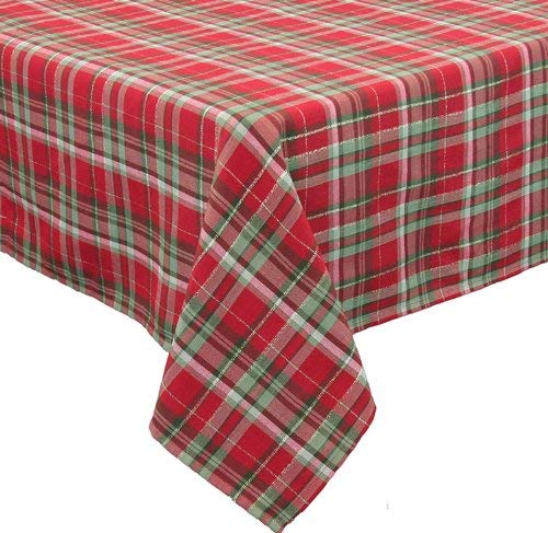 Xia Home Fashions Holiday Tartan Christmas Tablecloth, 70 by 144-Inch