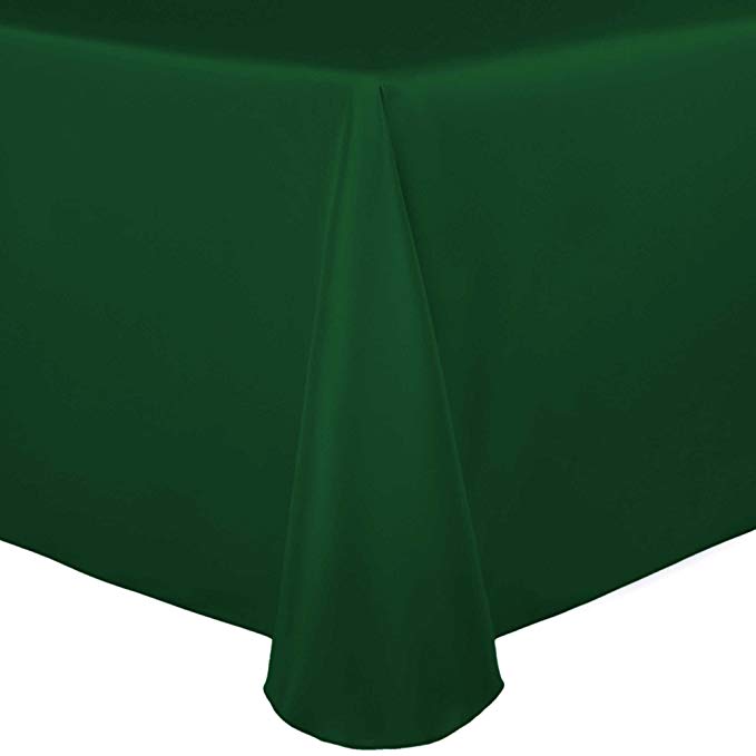 Ultimate Textile -3 Pack- Satin 72 x 120-Inch Oval Tablecloth, Emerald Green