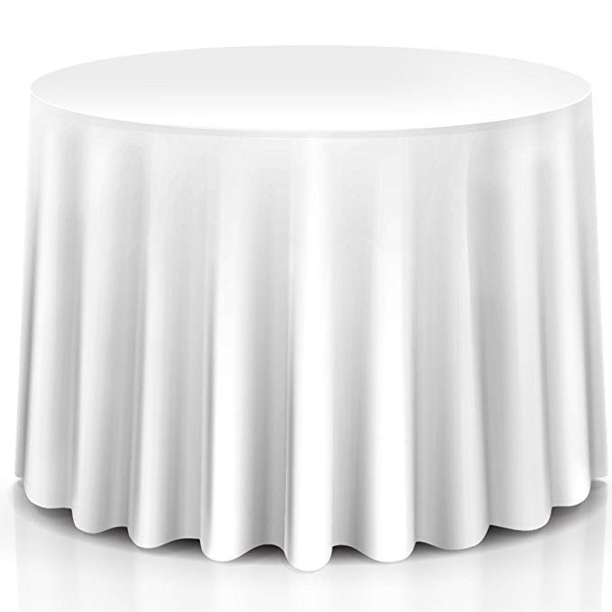 Giantex 120-Inch Round Polyester Tablecloth Table Cover for Wedding Restaurant Party Banquet Table Cover White, 10 Pcs