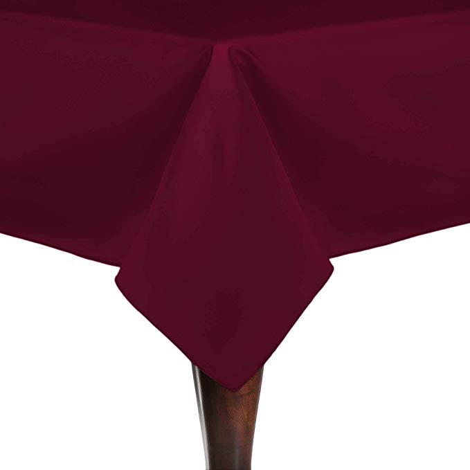 Ultimate Textile -2 Pack- Satin 60 x 144-Inch Rectangular Tablecloth, Burgundy Red