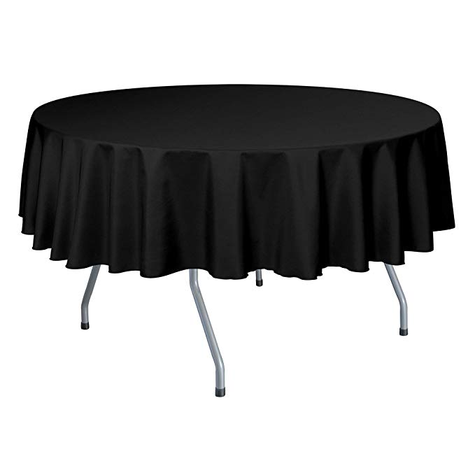 Ultimate Textile -10 Pack- 72-Inch Round Polyester Linen Tablecloth, Black