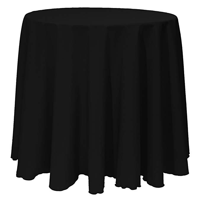 Ultimate Textile -3 Pack- 114-Inch Round Polyester Linen Tablecloth, Black
