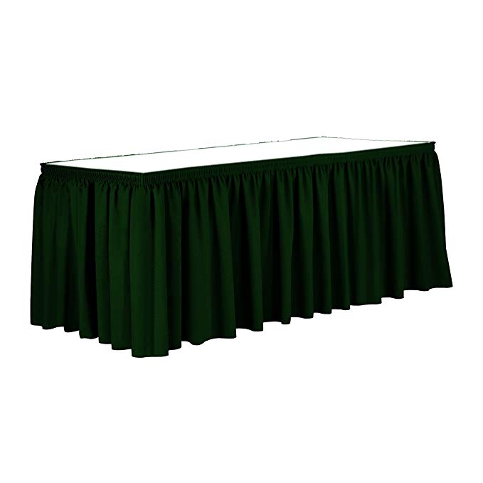 Ultimate Textile 21 ft. Shirred Pleat Polyester Table Skirt Hunter Green