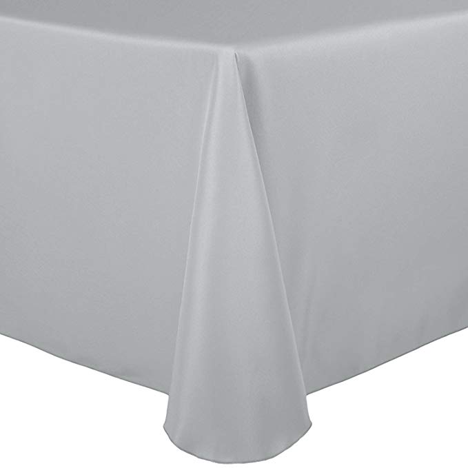 Ultimate Textile -15 Pack- 108 x 132-Inch Oval Polyester Linen Tablecloth, Silver