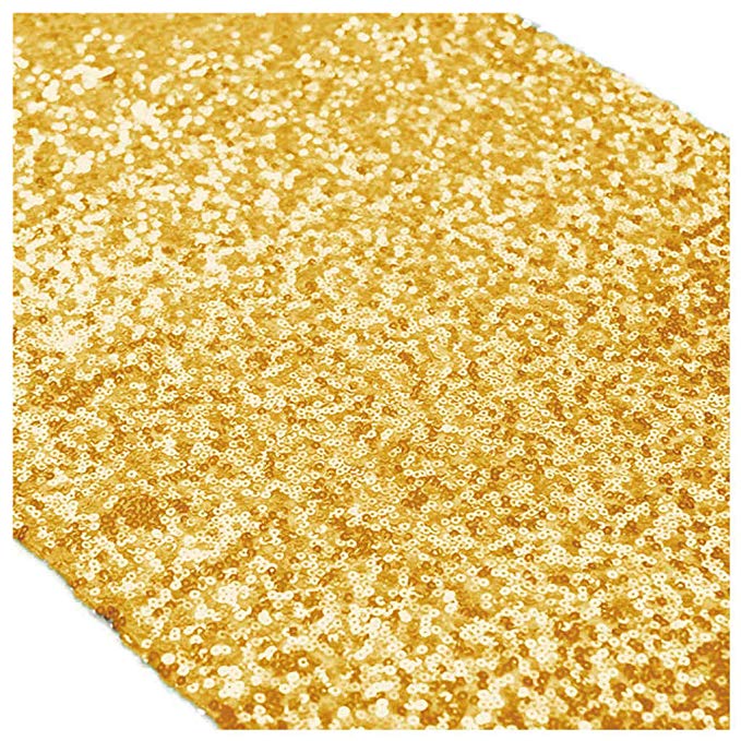 Gold Bridal Shower Decorations 12x108-Inch Wedding Table Runners Shiny Gold Sequin Table Runners 15pcs ~0908S