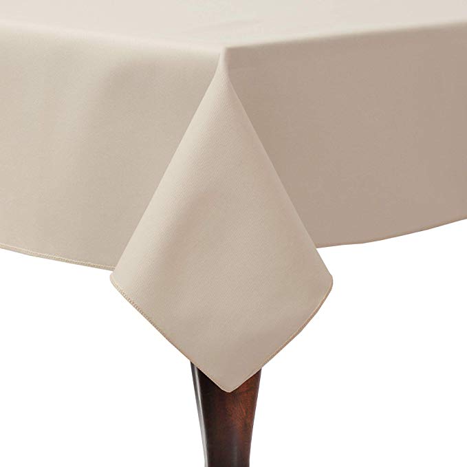 Ultimate Textile -5 Pack- Poly-Cotton Twill 48 x 72-Inch Rectangle Tablecloth, Beige