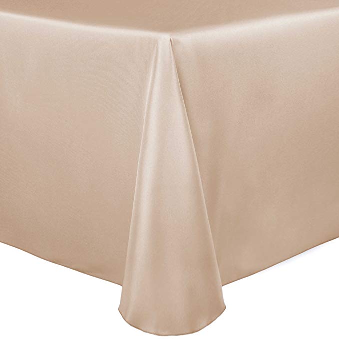 Ultimate Textile -30 Pack- Satin 70 x 104-Inch Oval Tablecloth, Cafe Khaki Brown