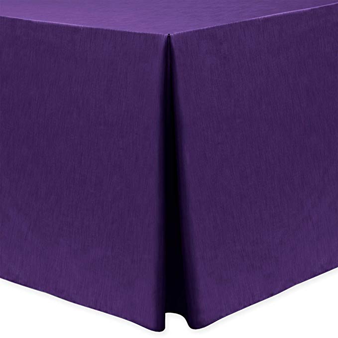 Ultimate Textile -2 Pack- Shantung - Majestic 4 ft. Fitted Tablecloth - Fits 24 x 48-Inch Rectangular Tables, Purple